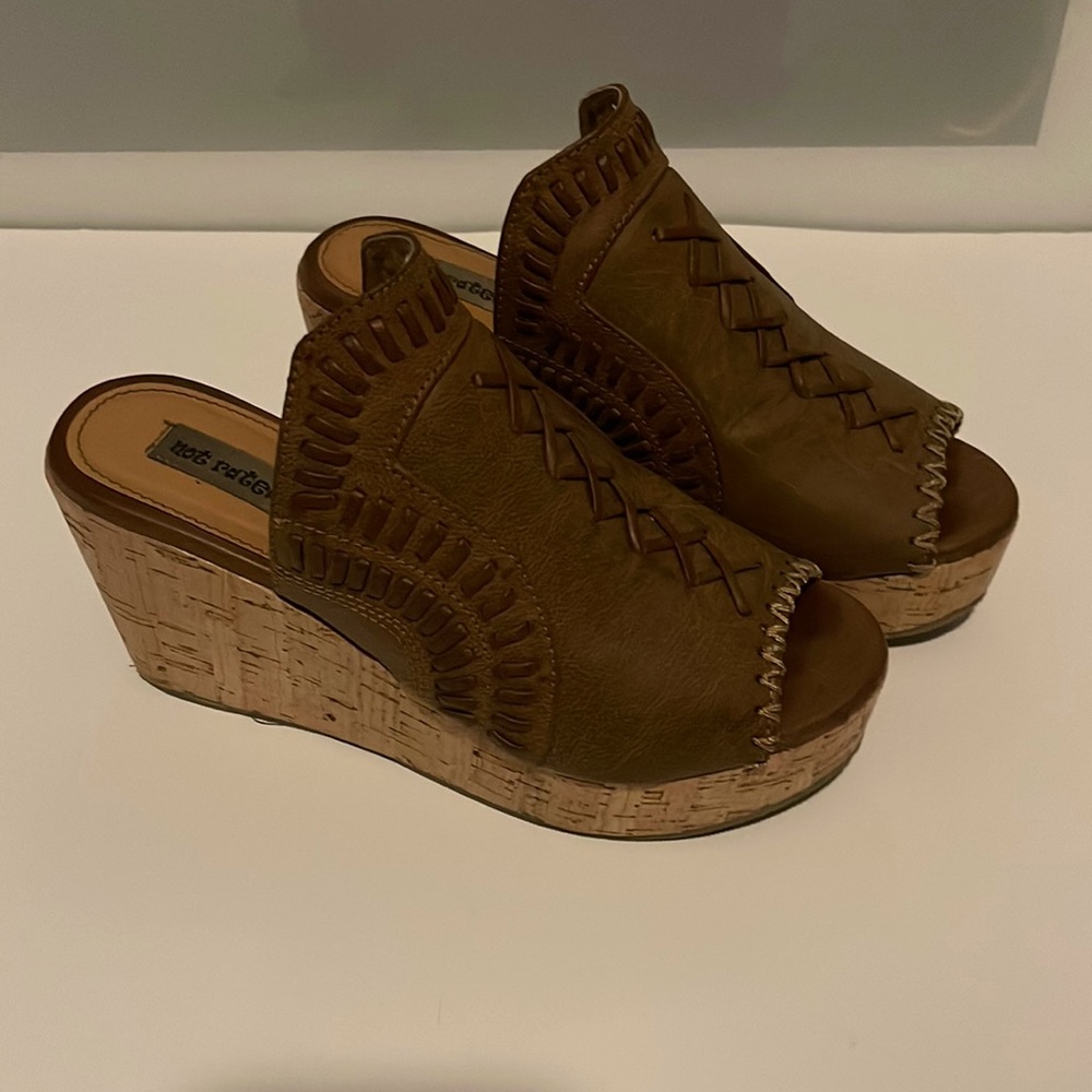 Leather and Cork Wedge Heels